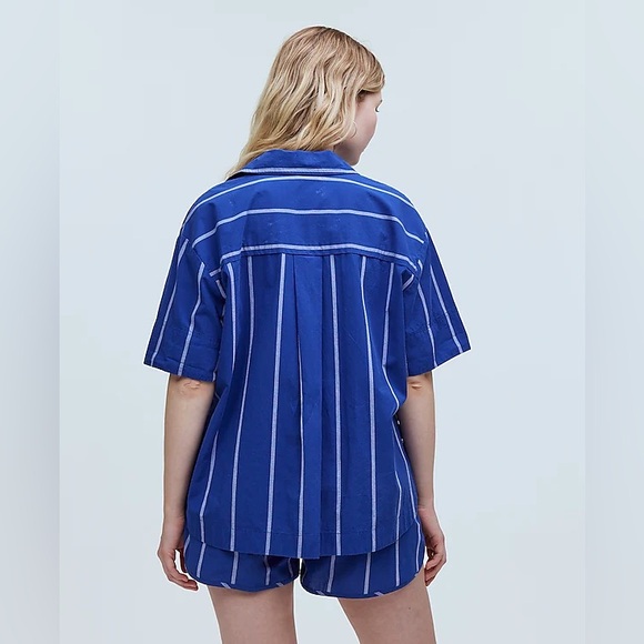 New Madewell Oversized Boxy Button Up Shirt in Signature Poplin Blue Small - Picture 4 of 15